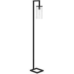 Henn&Hart 67.75´´ Tall Floor Lamp with Glass Shade in Blackened Bronze/Seeded, Floor Lamp for Home Office, Bedroom, Living Room