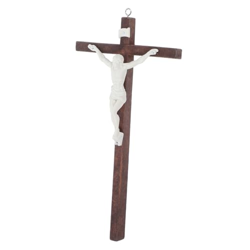 MAGICLULU Ornamento a Croce Statue Per La Casa Ornamenti Inossidabile Crocifisso Volevo Croce D'argento Parete Del Crocifisso Piccolo Sospeso Massa Culto Di Grandi Dimensioni Di Legno