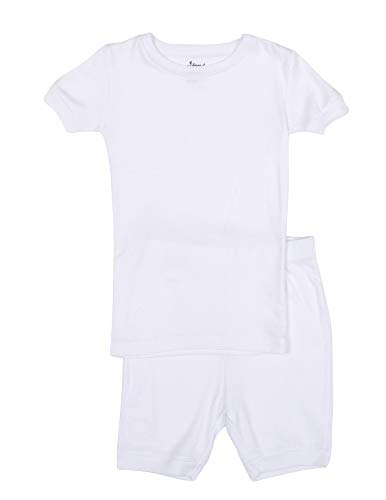 Leveret Kids Pajamas Boys & Girls Shorts Solid White 2 Piece Pajama Set 100% Cotton Size 6 Years