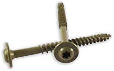 WoodPro Fasteners ST14X2-50PC 1/4-Inch by 2-Inch Length Round Washer Head Exterior Wood Screws, 50-Pack , Gold
