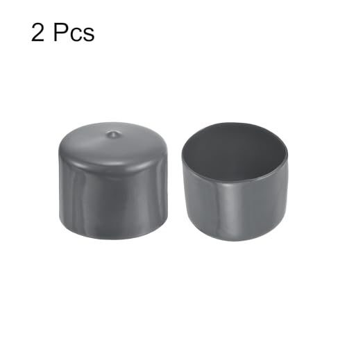 Image of uxcell 2pcs Rubber End Caps 52mm(2 1 /16 inch) ID Vinyl Round Tube Bolt Cap Cover Screw Thread Protectors Dark Grey, 40mm Height