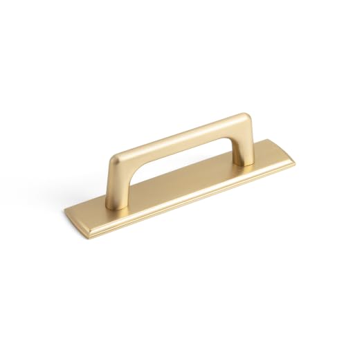 Goo-Ki Champgne Bronze Cabinet Pulls with Long Backplate, 3''(76MM) Hole Centers Zinc Alloy Cabinet Handle, 2 Pack