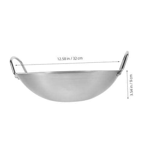 Wok de acero inoxidable Wakauto con doble asa y fondo redondo miniatura 2