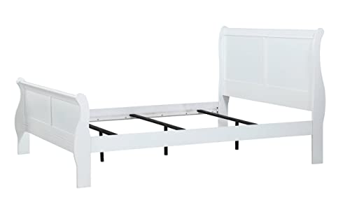 Queen-Size-Bed-White-Solid-Wood-1pc-Bed-Bedroom-Sleigh-Bed-Bedroom-Furniture Queen Size Bed White Solid Wood 1pc Bed Bedroom Sleigh Bed Bedroom Furniture