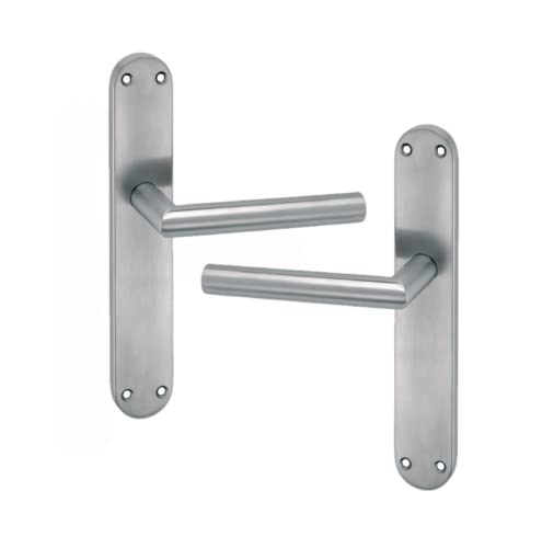 AZERODESIGN - Juego de Manilla con Placa Larga ARENA - 4,5x24,5 cm - Largo Manija de 13 cm - Resistente al Desgaste y la Oxidación - Fácil Instalación - Material de Acero Inoxidable 18/8 AISI 304