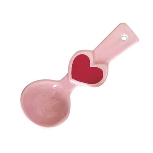FELTECHELECTR Cucchiaio da Dessert Forma di Cuore in Ceramica Posate Multiuso per Yogurt Insalata e Cereali Manico Ergonomico e Resistente per Bar Ristoranti e Uso Quotidiano