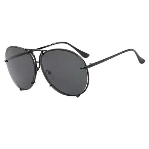 Lunettes de soleil surdimensionnées femmes et hommes avec verres miroir noir