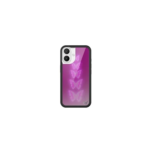 Image of Wildflower Cases - Compatible with iPhone 16 | Protective Black Bumper, 6.5ft Drop Test Certified, Women Owned Small Business | Magenta Purple White Dainty Cute Trendy | Neon Butterfly