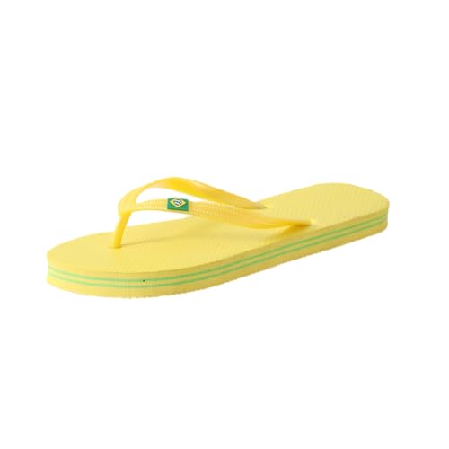 R ISLAND Chanclas Mujer Logo Brasil, Sandalias Cómodas Antideslizantes, Zapatillas para Piscina, Playa, Ducha, Casa, Verano (Amarillo 37)