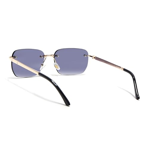 Image of Voyage Rimless Polarized Sunglasses for Men & Women (Black Lens | Black Frame - MG7601)
