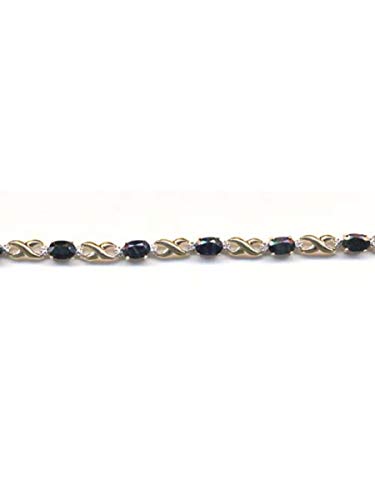 Rylos Spectacular Tennis Bracelet Set With Diamonds & Sapphires in 14K Yellow Gold - 7"*3