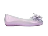 mini melissa Sweet Love Fly Jelly Flats for Girls - Sparkly Jelly Shoes for Girls w/Butterfly & Rhinestone Design, Ballet Flats, Girls Ballerina Flats, Kids Jelly Shoes, Pearly Lilac, 1