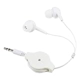 SWOOMEY Retractable Headphones Retractable Headset 3.5mm Earphone Headphone wrap Ear Headphones Wired Earbuds Ear Buds Wired Noise Cancelling Ear Buds Mushroom Head Noise Reduction White
