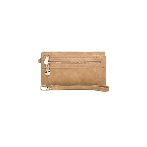 Portefeuille femme longue beige résout le manque de place grâce aux 11 emplacements pour cartes