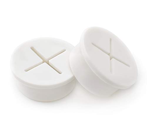 DTTRA 2pcs 1 Inch Flexible Silicone Cable Cord Grommet, White Rubber Grommets, Hole Cover Cable Management Wire Organizer for Office Home PC Desk Table, TV Console and Other Furnitures