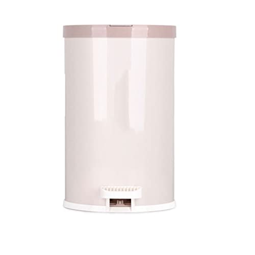 Cubo Basura Cocina Cubo de basura con pedal silencioso de 6l/9l, for el hogar, sala de estar, baño, cocina, cubo de basura cubierto grande, cubo sanitario de plástico for oficina Papelera Baño(Beige,6