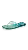 Melissa Women's Beachwear Jelly Flip Flops, Green/Blue, 9 Medium US