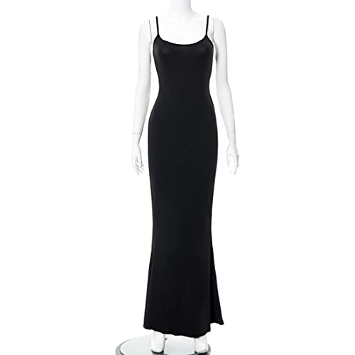 Image of Womens Spaghetti Strap Bodycon Backless Maxi Dress
