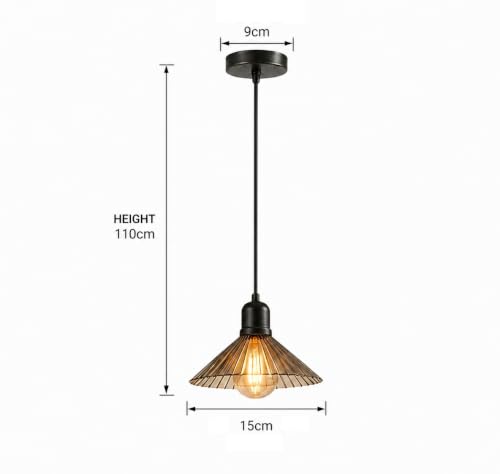 Image of XERGY Modern Pendant Ceiling Light Fixture, Black Hanging Lamp with Vintage Industrial Design for Living Room, Bedroom, Dining Room, Kitchen & Home Decor (Bulb Included)