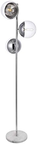Eclipse 3-Light Floor Lamp in Chrome & Clear
