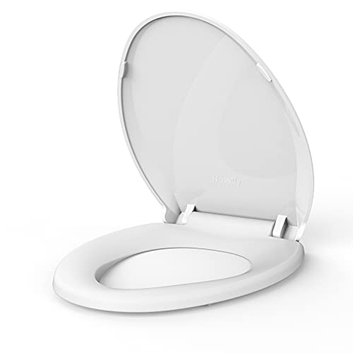 Toilet Seat, Elongated Toilet Seat with Slow Soft Close, Durable Toilet Seat Elongated, Never Loosens, Easy Clean and Install, White Toilet Seat Fit for Elongated Toilets - Thumbnail 2