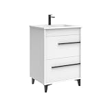 WS Bath Collections Lotus C60F Lotus 24" Free Standing Single Basin Vanity Set with Cabinet and Ceramic Vanity Top