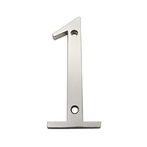 Placa Casa Flotante 3D NúMeros 4 Pulgadas AleacióN Zinc Plata NíQuel Satinado Montado Tornillo Moderno Exterior SeñAlizacióN Hotel Puerta DireccióN Al Aire Libre Signo #0-9, para Patio BuzóN (1) Cover