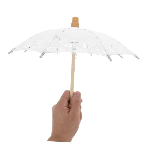 Paraguas de encaje blanco románticos BESPORTBLE accesorios para bodas y recuerdos inolvidables 5