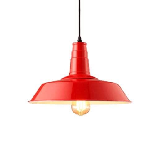 Lámpara colgante industrial de hierro rojo de 14.1" estilo granja rústica para comedor