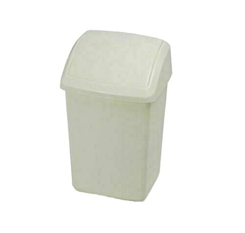 Optimal Products Swing Bins Plastic Swing Top Rubbish Waste Bin Office Bedroom Kitchen Paper Dustbin Trash Bin Swing Lid (Cream, 10l Litre)