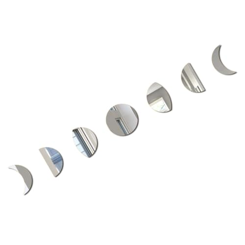 COHEALI Espejo Fase Lunar Acrílico Lunar para Decoración de Pared Fácil de Instalar y Quitar Diseño Único en Plata Adecuado para Hogar y Sala