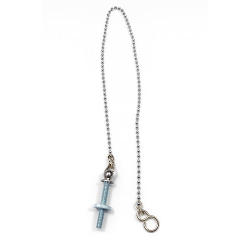 Chaîne à billes chromée de 45,7 cm avec boulon de fixation et anneau pour lavabo, baignoire ou évier