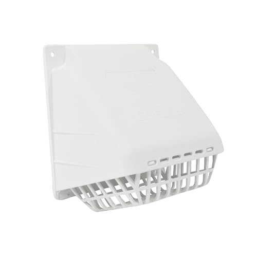 Deflecto Outdoor Dryer Vent Hood with Removable Bird Guard, Durable and Weather-Resistant Vent Cover for Home Exterior, Wide Mouth Exhaust Hood for Easy Air Flow, 4-inches, White