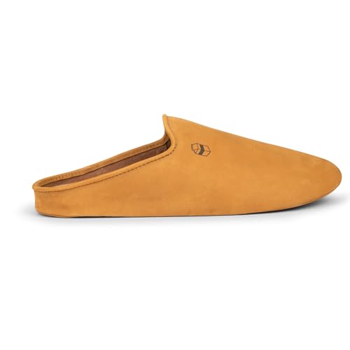 La Leche, Open Heel Moroccan Babouche Slippers, Indoor Slippers, Full Grain Leather, Handmade, Old Tobacco