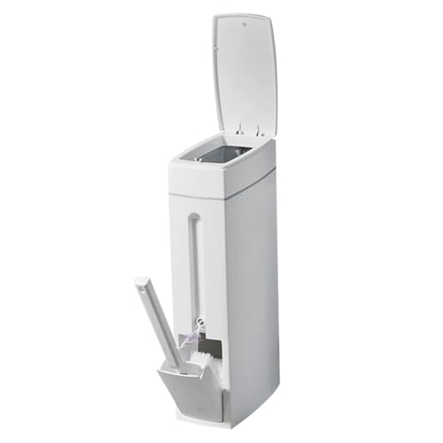 Cubo de basura delgado para baños pequeños con contenedor y escobillero rectangular 6