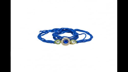 Image of Elegant Traditional Gold Plated /Rakhi Combo Of 1 Piece for Men and Women /brother /sister /bhabhi Kundan Stone combo set (Same as Shown In Image)