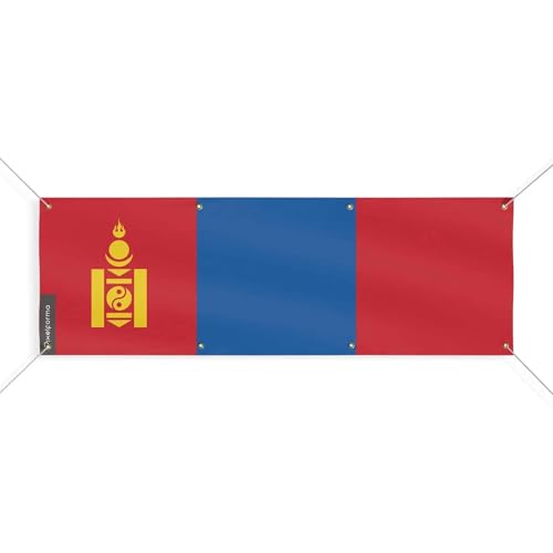 Drapeau de la Mongolie résistant au vent fort 140x420cm 8 oeillets