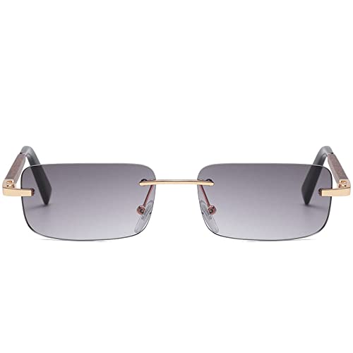 CGZWFERA-Vintage Rectangle Rimless Sunglasses Men Women Leg Small Sun Glasses Shades2