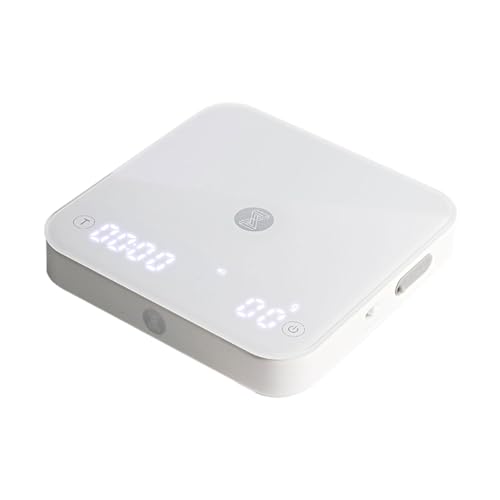 タイマー付きミニコーヒースケール 精密エスプレッソスケール 家庭用ベーキングコーヒー用 ホワイト, 白, 105x105x22 mm