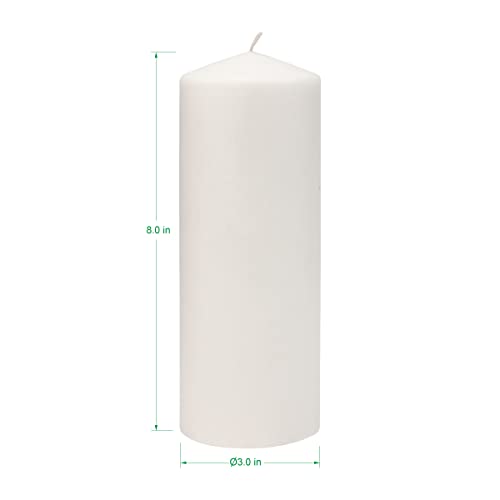 Image of Stonebriar Unscented White Tall Pillar Candles, 80 Hour Burning Candle Pillars, Perfect for Decor, Weddings, Emergencies 3 inch X 8 inch, 6 count