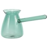 SHINEOFI Jarra de Vidrio para Cocinar 450ml con Mango Lateral Verde, Adecuado para Preparar Café y Calentar Leche en Casa
