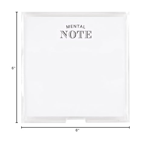 Image of Santa Barbara Design Square Acrylic Notepaper Holder with 125 Sheets Heavyweight Paper, 6.5 inch, Mental Note