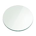 Fab Glass and Mirror 32" Round 1/2" Inch Thick Tempered Flat Edge Polish Glass Table Top, Clear