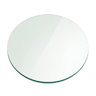 Fab Glass and Mirror 32" Round 1/2" Inch Thick Tempered Flat Edge Polish Glass Table Top, Clear