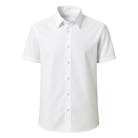 Image of SHARMA STUDENT'S POINT Cotton Half Sleeve Formal White Shirt School Uniform Soft, Comfortable, Smooth, Washable, Breathable for Girls, Boys, Men and Women