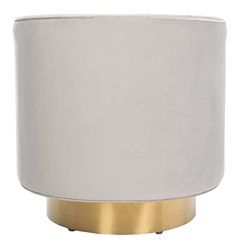 Safavieh Couture Home Collection Josephine Velvet Upholstered Swivel Barrel Living Room Vanity Bedroom Accent Chair (Fully Assembled) Sfv4726B, Pale Taupe/Gold #TOP4
