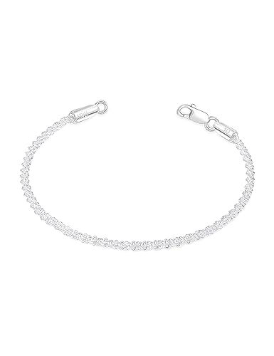 Sparkling/Rope/Box Bracelet for Women Men 2mm 2.5mm 3mm 5mm Diamond-Cut Silver/Gold Sparkling/Box/Rope Chain Bracelet for Gril 6.5/7/7.5/8/8.5/9 Inch