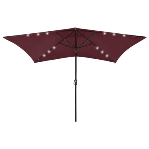 Parasol LED solaire 2x3m inclinable vert pour illuminer vos dîners sur la terrasse
