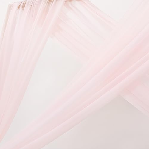 Image of MLMC Blush Pink Wedding Arch Draping Fabric 2 Panels 29 inch x 20 FT Extra Long Gauze Drapes Sheer Backdrop Curtains 6.6 Yards Outdoor Drapery Panels for Wedding Baby Shower Party Ceiling Decoration