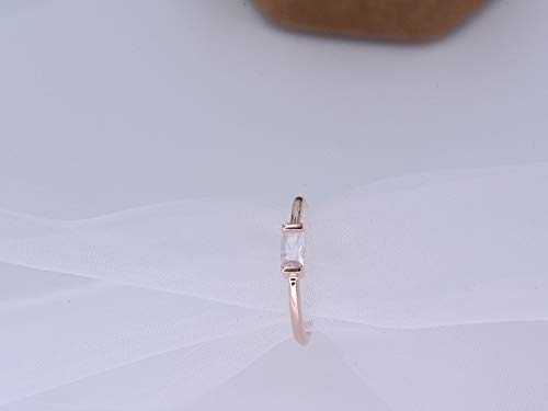 Blossom & Hue Cz Stacking Ring [ 18K Rose Gold ] - Size 6 - Dainty Vintage Stackable Baguette Band #TOP3